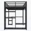 Structure de lit en métal avec garde-robe intégrée, lit en métal avec bureau et tablettes de rangement-1299746450