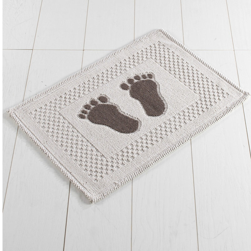 Tapis de bain antibactérien, écru, 23,6 po x 15,7 po | 100% polyester, hauteur des poils de 10 mm, dessous antidérapant | Lavable à la machine, séchage rapide, durable et doux | Parfait pour la salle de bain, la cuisine et le vestibule
