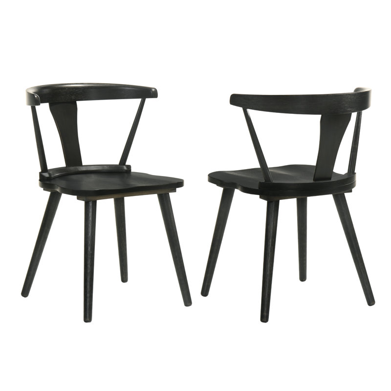 Chaises de salle à manger en bois massif avec dossier courbé Darren, Noir