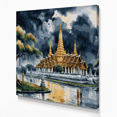 Art mural sur toile avec villes bleues «Vientiane Laos»