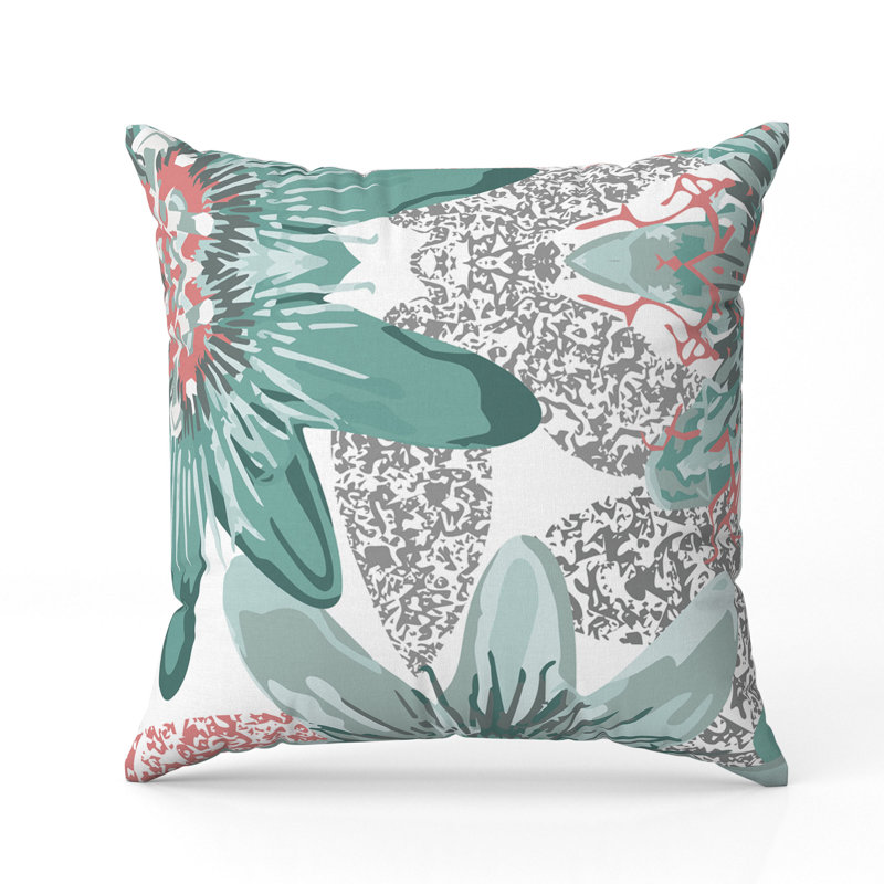 Coussin Spots Blossoms, H 20 po x l 20 po, Vert / Gris