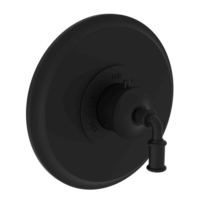 Taft 3/4" Round Thermostatic Trim Plate With Handle, Flat Black