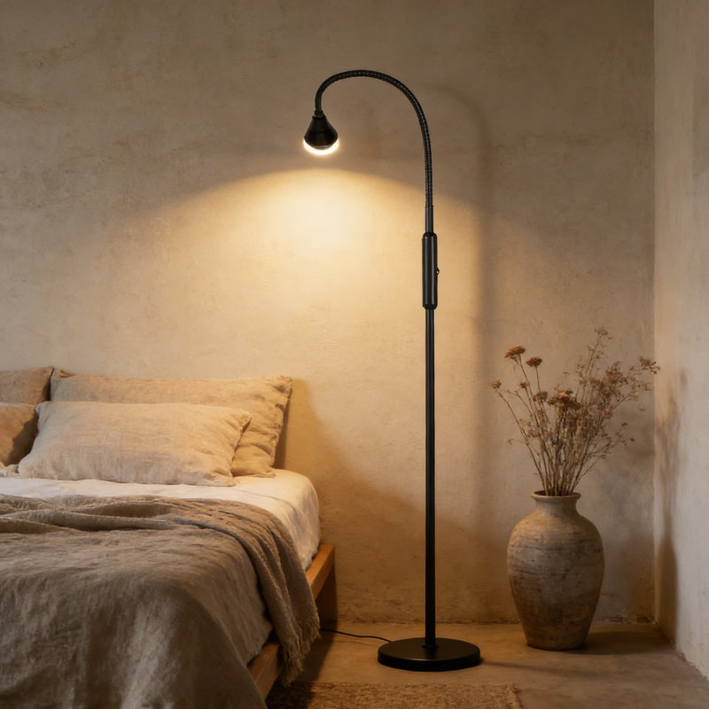Lampe sur pied réglable à DEL avec col-de-cygne flexible, projecteur à intensité variable pour la lecture, l'artisanat et l'éclairage de travail dans le salon, le bureau ou la chambre à coucher