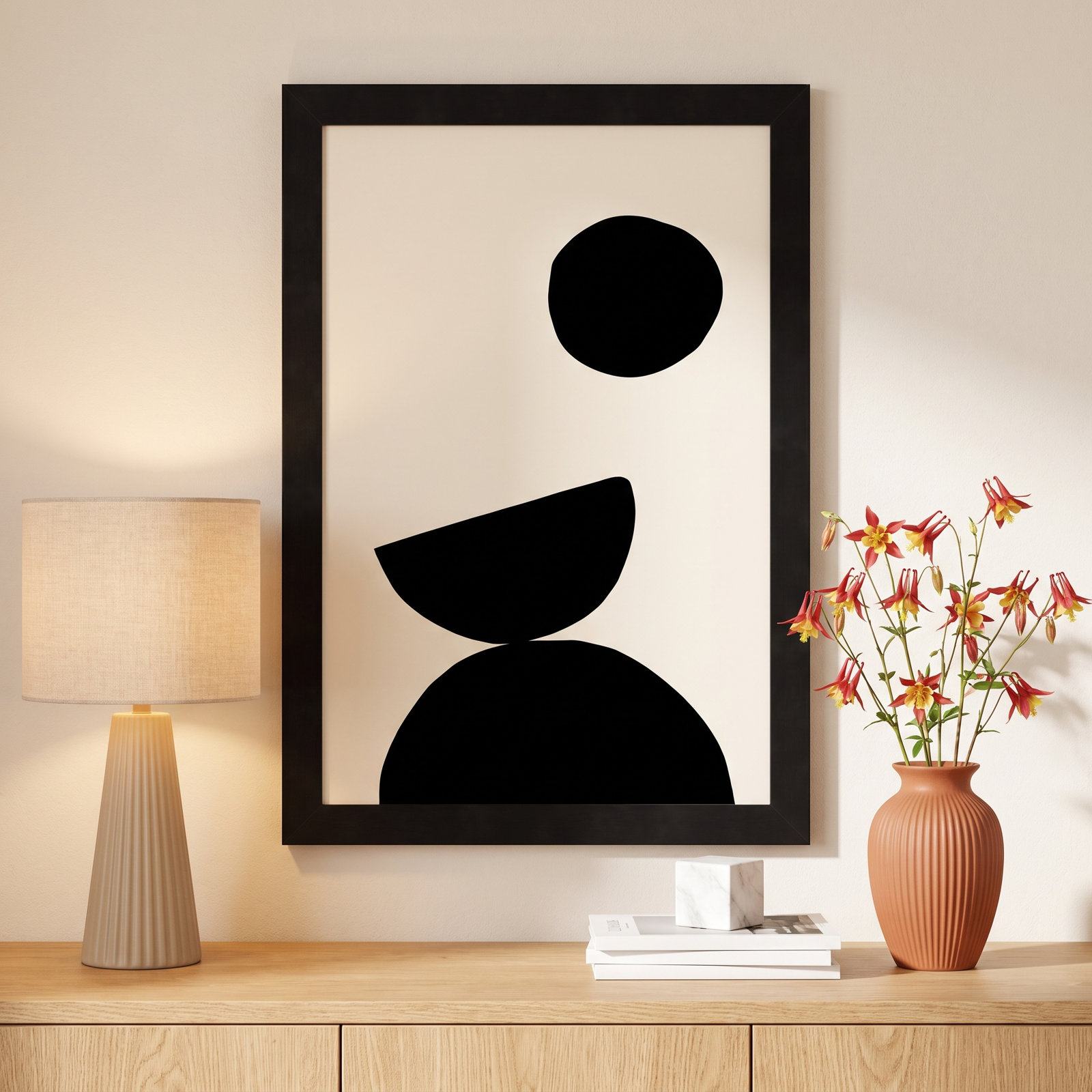 Organic Shapes 09 Print, 13.25" H x 9.56" W x 0.88" D, Black