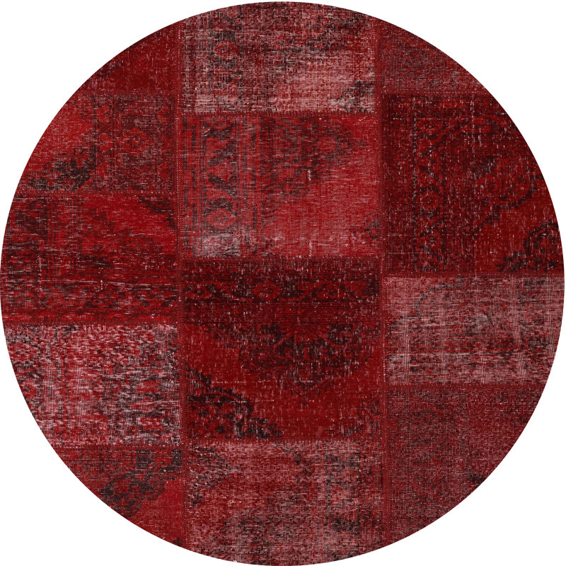 Tapis de zone rouge contemporaine, Rond 6 pi
