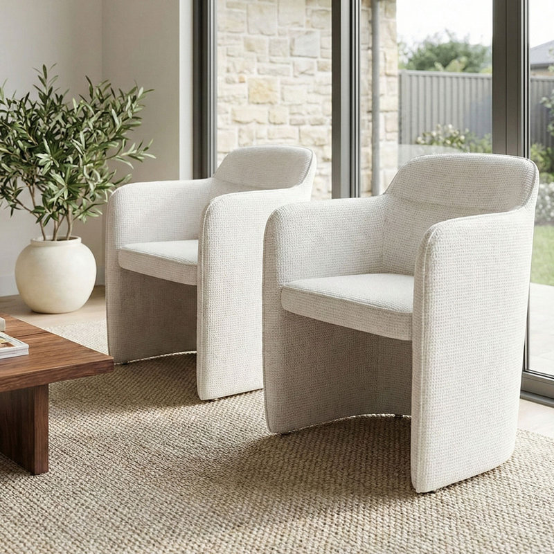 Upholstered Fabric Accent Armchair, Beige