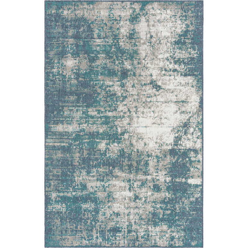 Tapis d'extérieur Ayton couleur océan, Rectangle 5 pi 3 po x 8 pi