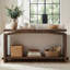 Console en bois massif de 63 po avec tablettes ouvertes