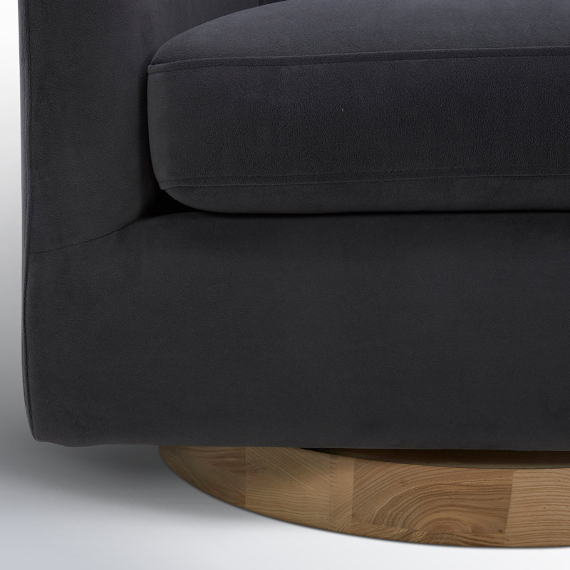 Fauteuil demi-tonneau pivotant Bennett (ensemble de 2), Velours Bella Asphalte