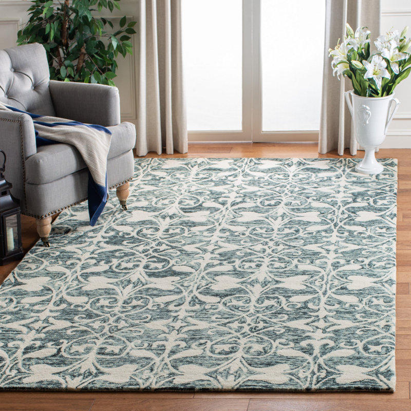 Dashanna Hand Tufted Wool Floral Rug, Rectangle 6' x 9'