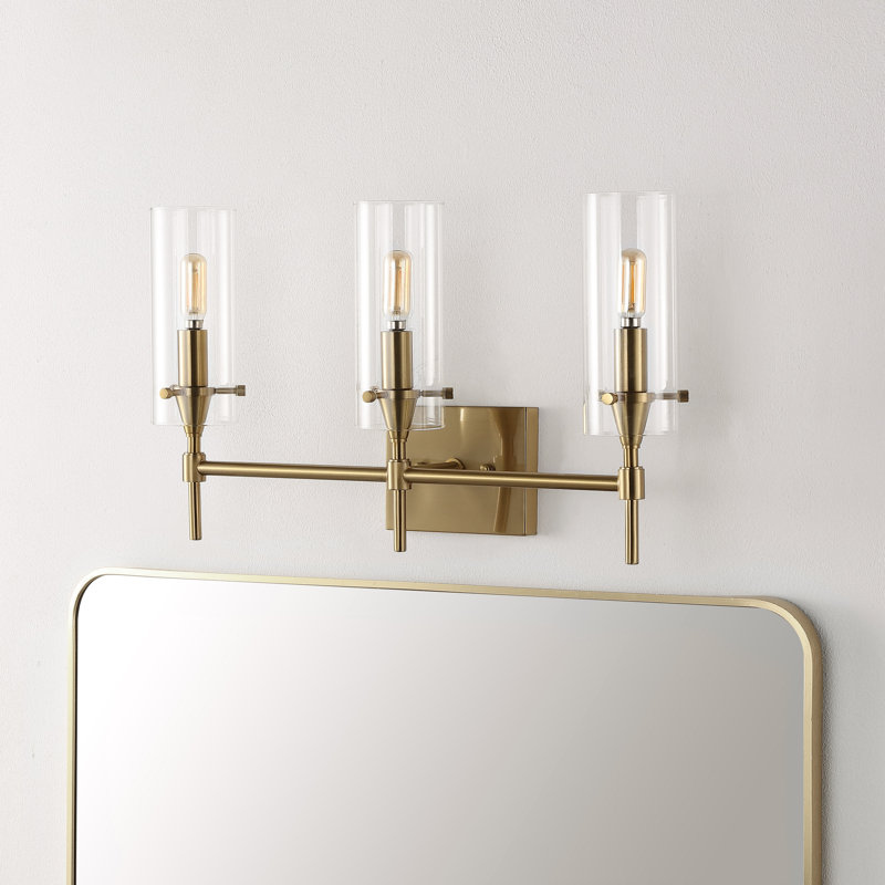 Chuperosa Bohemian Farmhouse Iron/Glass LED Vanity, Brass Gold, 3