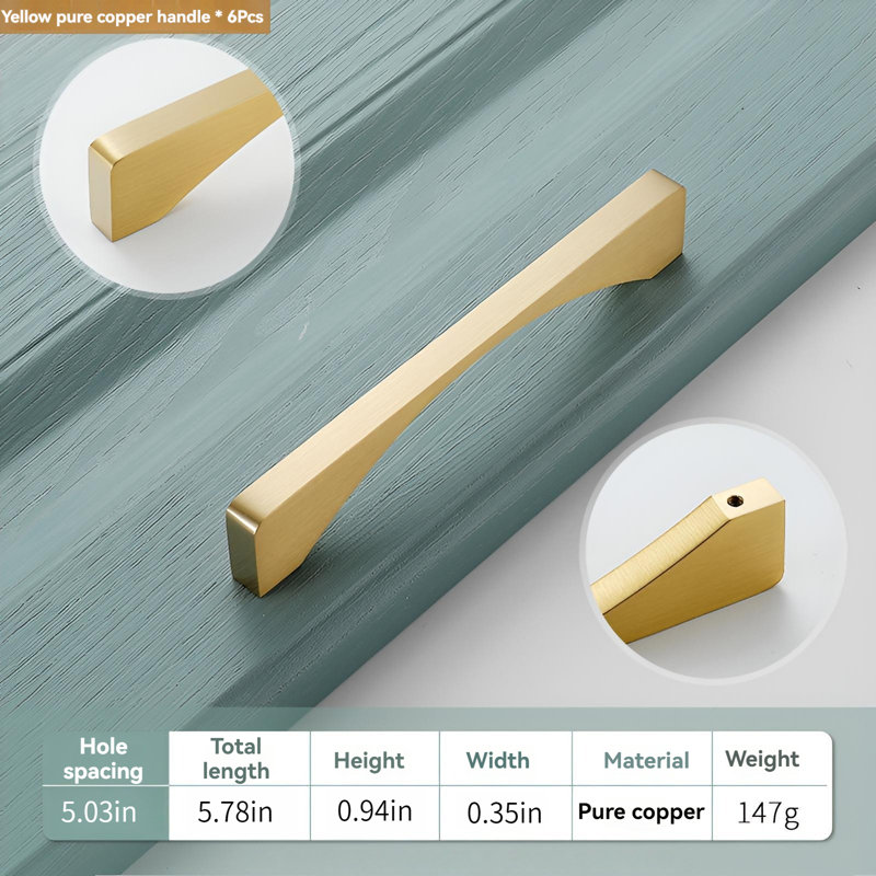 Golden Pure Copper Handle, Cabinet Door Handle