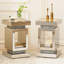 Table d'appoint moderne à miroir avec éclairage DEL, table de chevet à effet diamant avec base cylindrique pour salon, chambre et bureau, argent-786566906