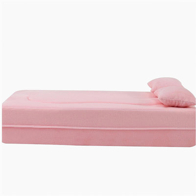 Canapé-lit pliant de 71 pouces, futon-lit chenille, canapé-lit convertible en mousse haute densité, canapé-lit pliant pour le salon, la chambre d'amis, la chambre à coucher, rose