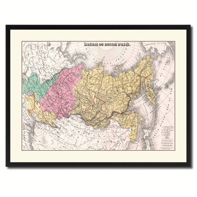 Russia, Siberia Vintage Map Print On Canvas With Picture Frame 28 X 37 -  Breakwater Bay, 51D5AEE533AC486D8007D50A35836138