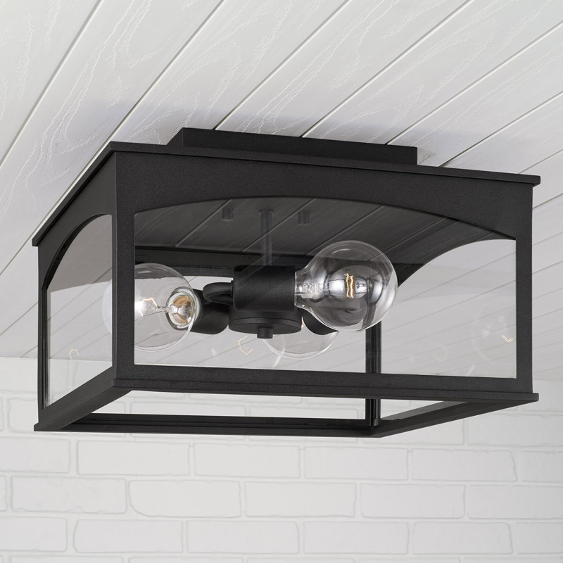 3 - Bulb Outdoor Flush Mount, Black