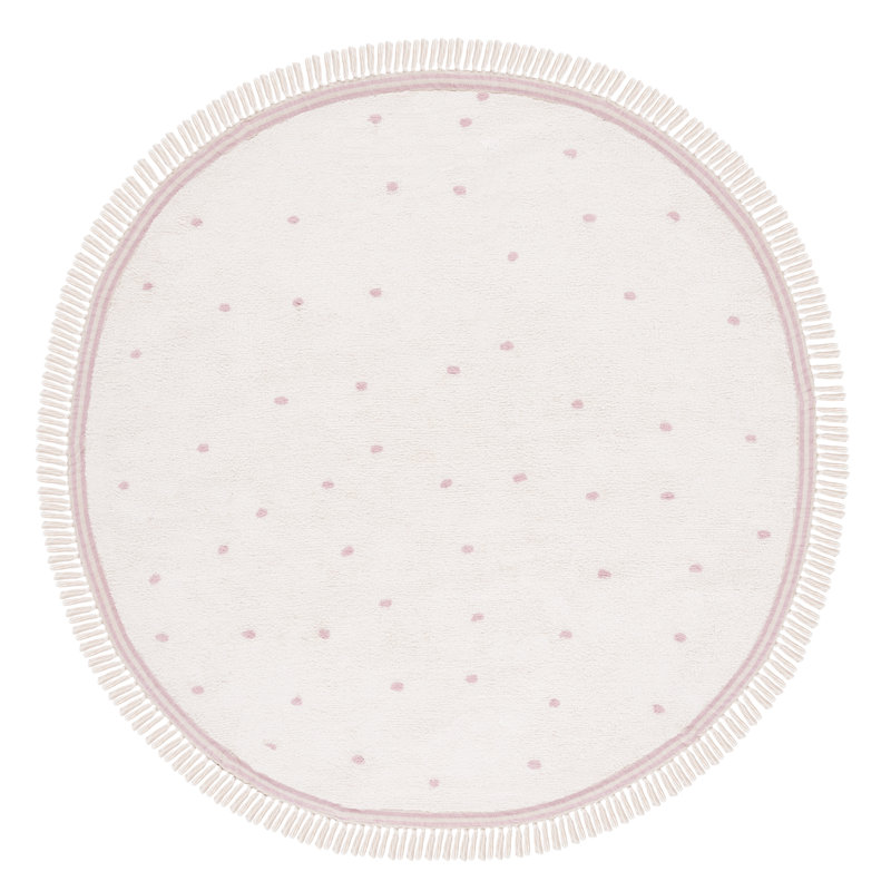 Tapis ivoire / rose Easy Care 212, Rond 6 pi