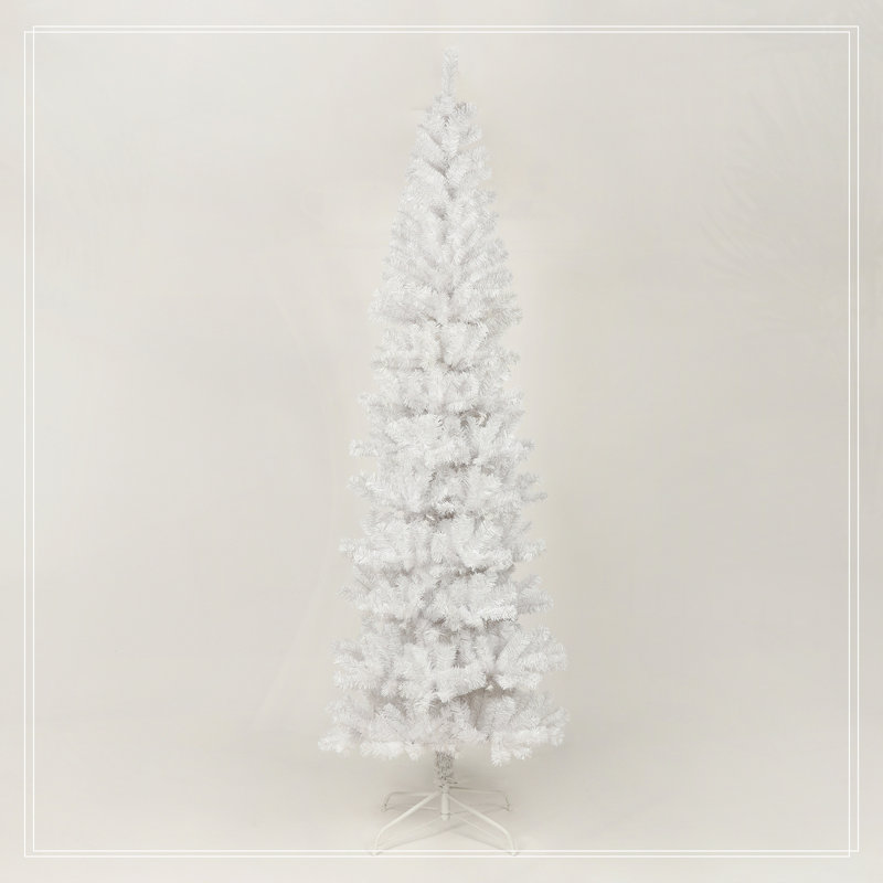 7.5FT White Slim Artificial Christmas Tree Includes Foldable Metal Stand