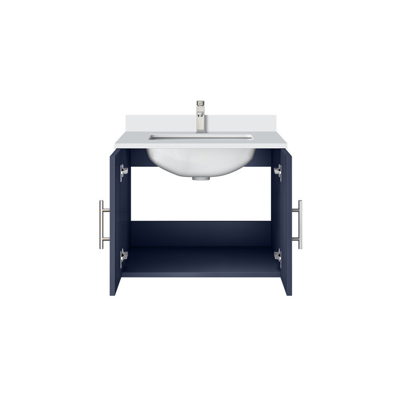 Single Bathroom Vanity with Top, 19", White Quartz