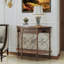Console rétro Vintage, table d'entrée en demi-lune de 40 po en bois rustique et table d'appoint en métal-171169645