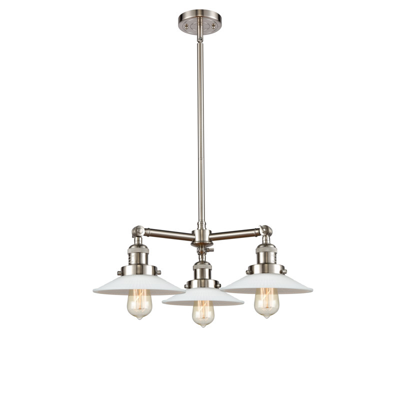 Mald 3 - Light Kitchen Island Pendant, Matte White Halophane, Antique Copper