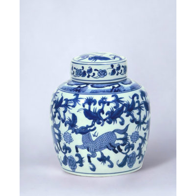 Pot à gingembre en porcelaine 9 po avec cerf chinois