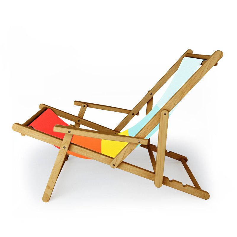 Chaise longue inclinable et pliante, Rouge/jaune