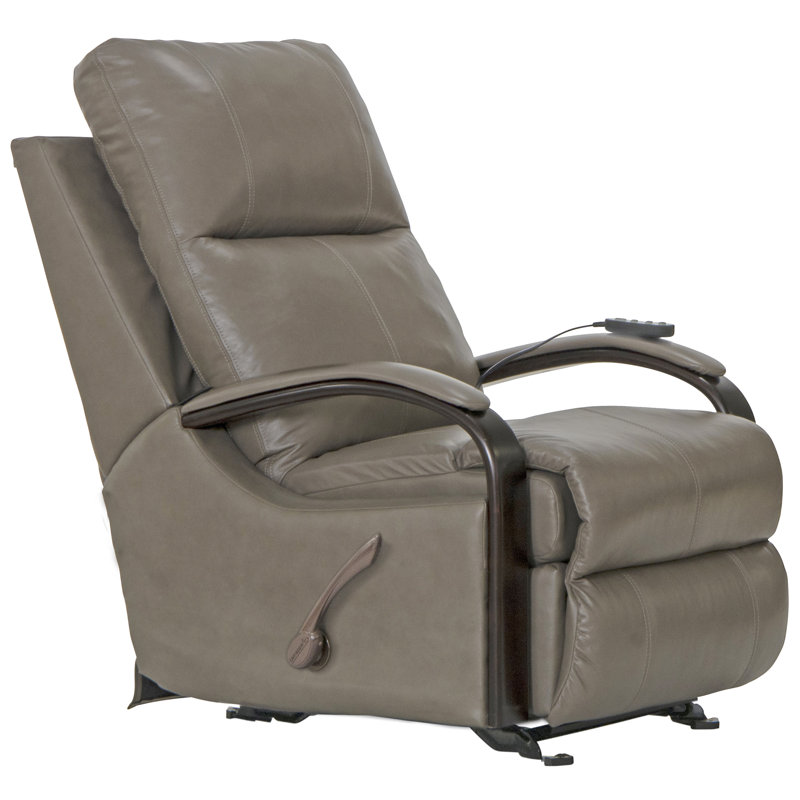 Fauteuil inclinable Azarriah, Manuel, Cuir synthétique gris pâle