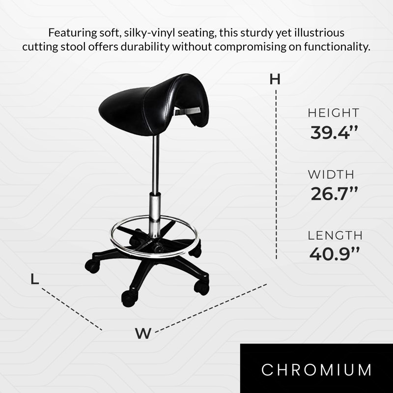 Tabouret de selle rotatif Chromium avec coussins en mousse, noir