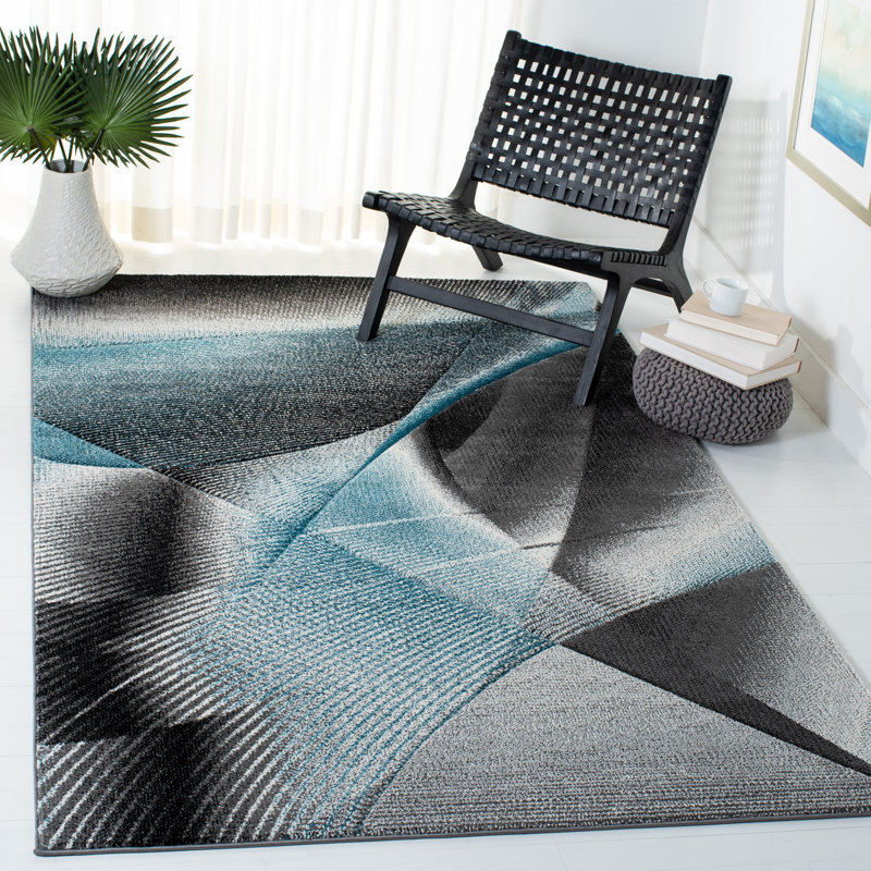 Hollywood Skota Grey and Blue Abstract 8x10 Rug