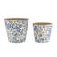 S / 2 jardinières en céramique bleue et blanche à motif floral