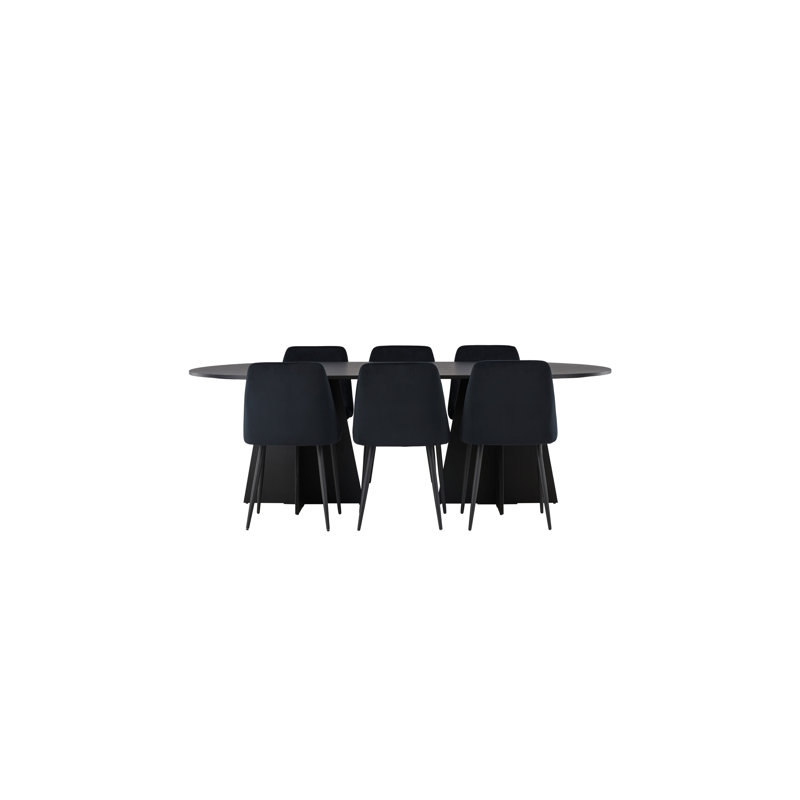 Millste 6 - Person Dining Set, Black, Black