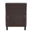 Fauteuil inclinable à assise en bois massif, brun foncé, pieds à structure apparente, similicuir brun, têtes de clou-2132310519