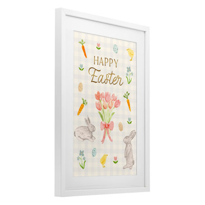 Joyeuses Pâques, printemps doux, reproduction encadrée sous verre, conception de Juliet Meeks