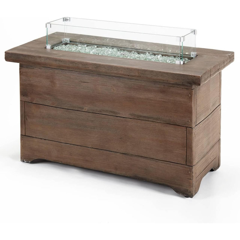 Bluegrass Living Rectangular MGO Propane Fire Pit Table&Glass Beads&Cover-Model#HF42603