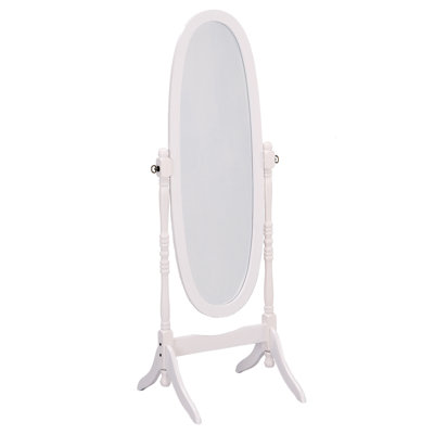 Miroir de plancher ovale blanc, fabrication en bois de 59,25 po de hauteur - élégant et stylé pour tout espace, le bois ajoute une touche moderne à votre décor