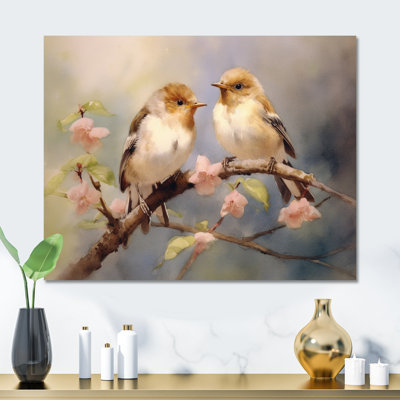 Beige et brun, moineau, oiseaux, reproduction d'art en métal