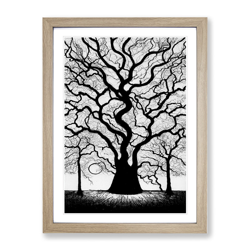 Monochrome Tree No.2 - Framed Print, 34cm H x 25cm W x 2cm D, Oak Framed