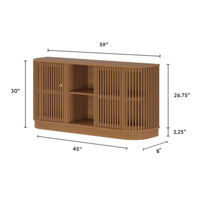 Buffet Contour, 2 portes avec tablette centrale (1495 x 406 x 762 mm / 59 x 16 x 30 po),