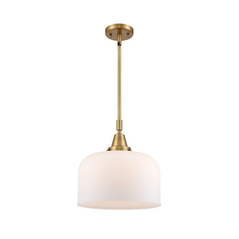 1 - Light Single Pendant, Matte White, 47.12" H x 12" W x 12" D, Brushed Brass
