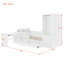 Lit plateforme double en bois avec tiroirs, tablettes, bureau et garde-robe-7771129