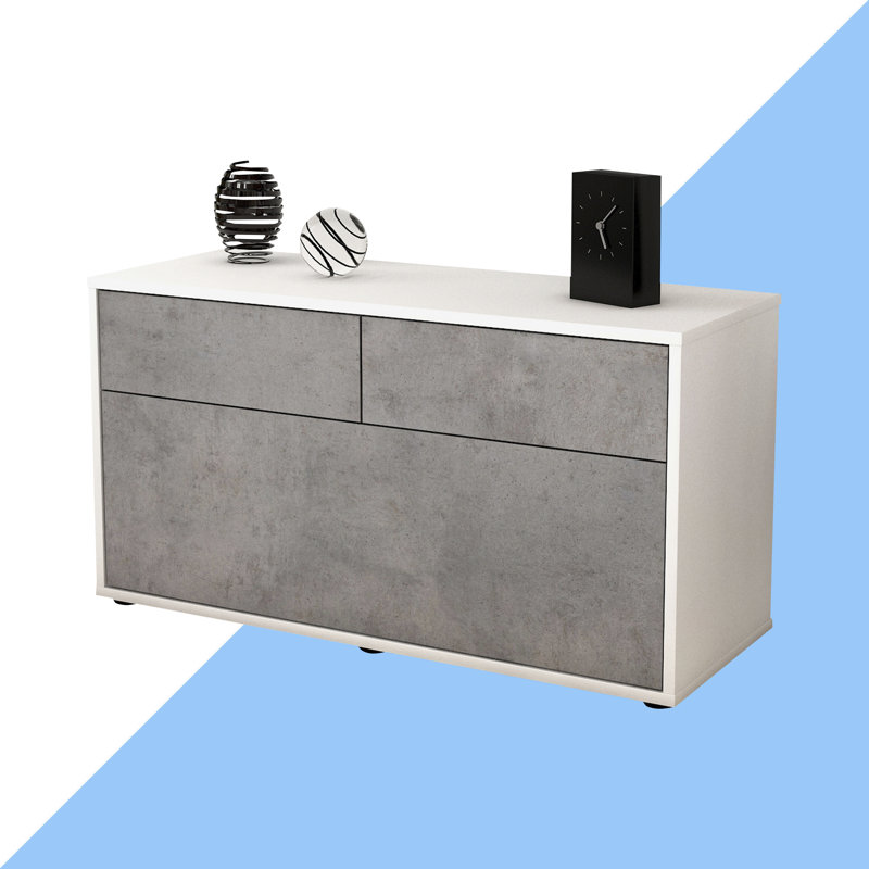 Holtslander 92cm Sideboard, Concrete / Matte White