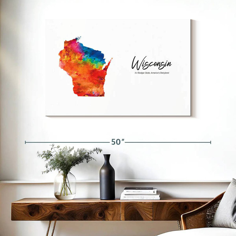 Carte de Aliaz Badger State, Wisconsin, H 26 po x l 39 po