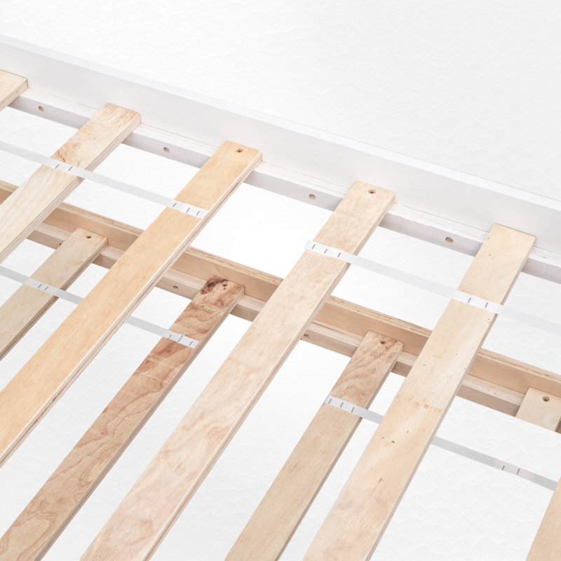 Lit plateforme simple en bois massif Boca, Blanc