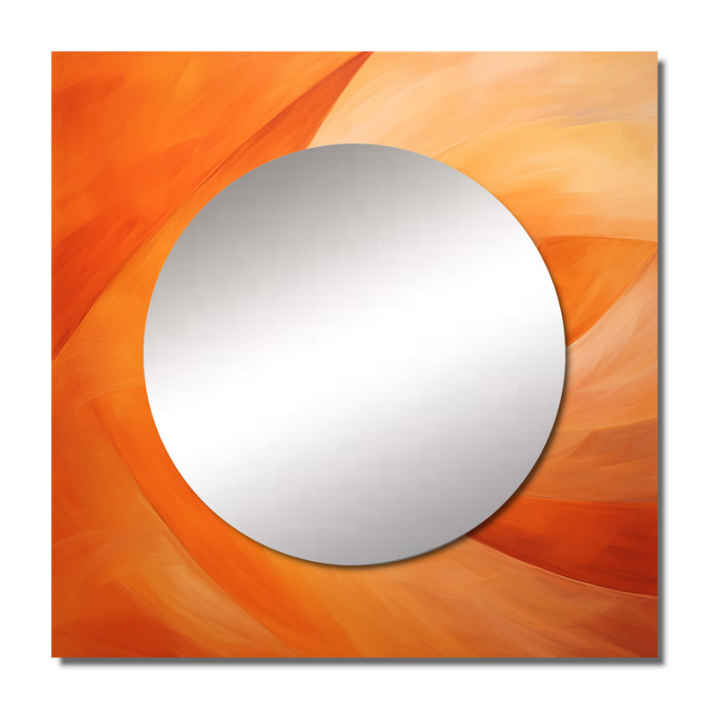 Tangerine Twist Spriral - Abstract Spirals Square Mirror Wall Art For Bathroom, 29" x 29"