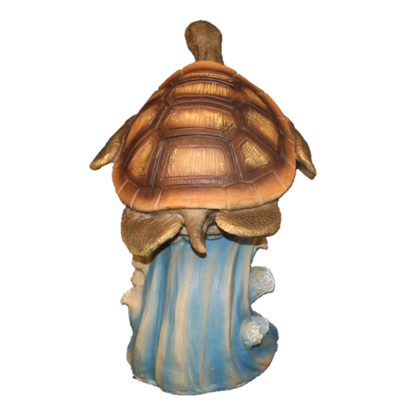 Statue de tortue de mer sur l'océan, H 21 po x l 18 po x P 18 po, Naturel