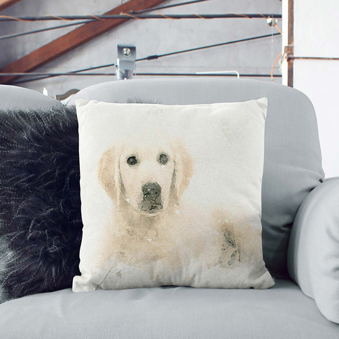 Golden Retriever Puppy in Abstract Cushion with Filling