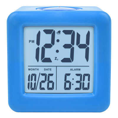 Digital Soft Cube Alarm Tabletop Clock in Blue