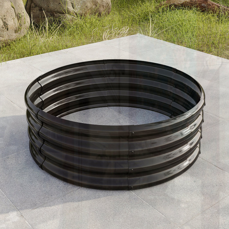 Round Raised Garedn Bed, Black, 11.42" H x 32" W x 32" D