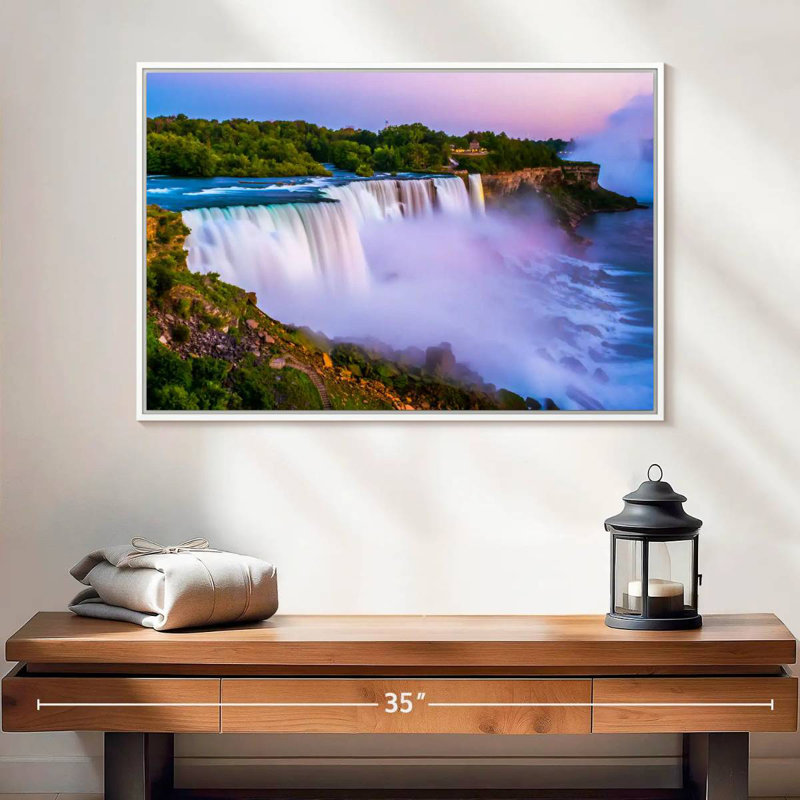 Soirée aux chutes du Niagara, Cadre flottant blanc, 25 po x 17 po